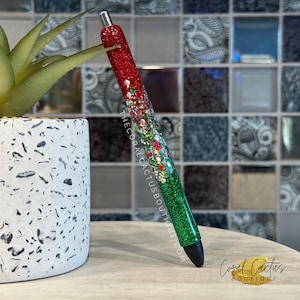 Red & Green Chunky Glitter Pen