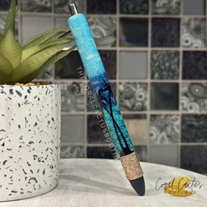 Beachy Palm Tree Glitter Pen