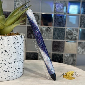 Purple & White Swirl Glitter Pen
