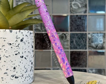 Caneta Glitter Leopardo Holográfica