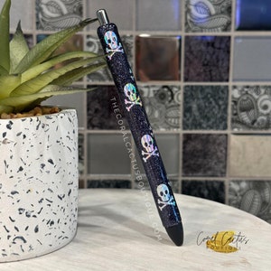 Skull and Cross Bones Glitter Pen