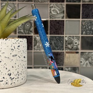 Christmas Blue Alien Snowflake Chunky Glitter Pen