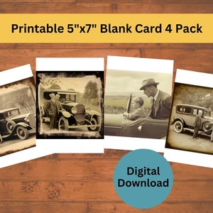 Vintage Cars und Dads - Set mit 4 Blankokarten im Format 13x18 zum selbst ausdrucken