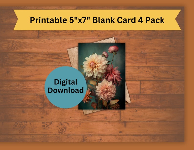 Printable Vintage Flowers 5x7 Blank Cards - Floral Stationery Set - Etsy