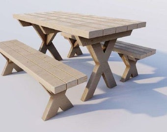 Planos de mesa y banco de picnic de 5 pies para construir el tuyo propio