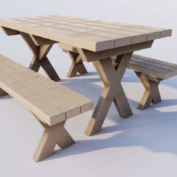 5-foot picnic table and bench plans