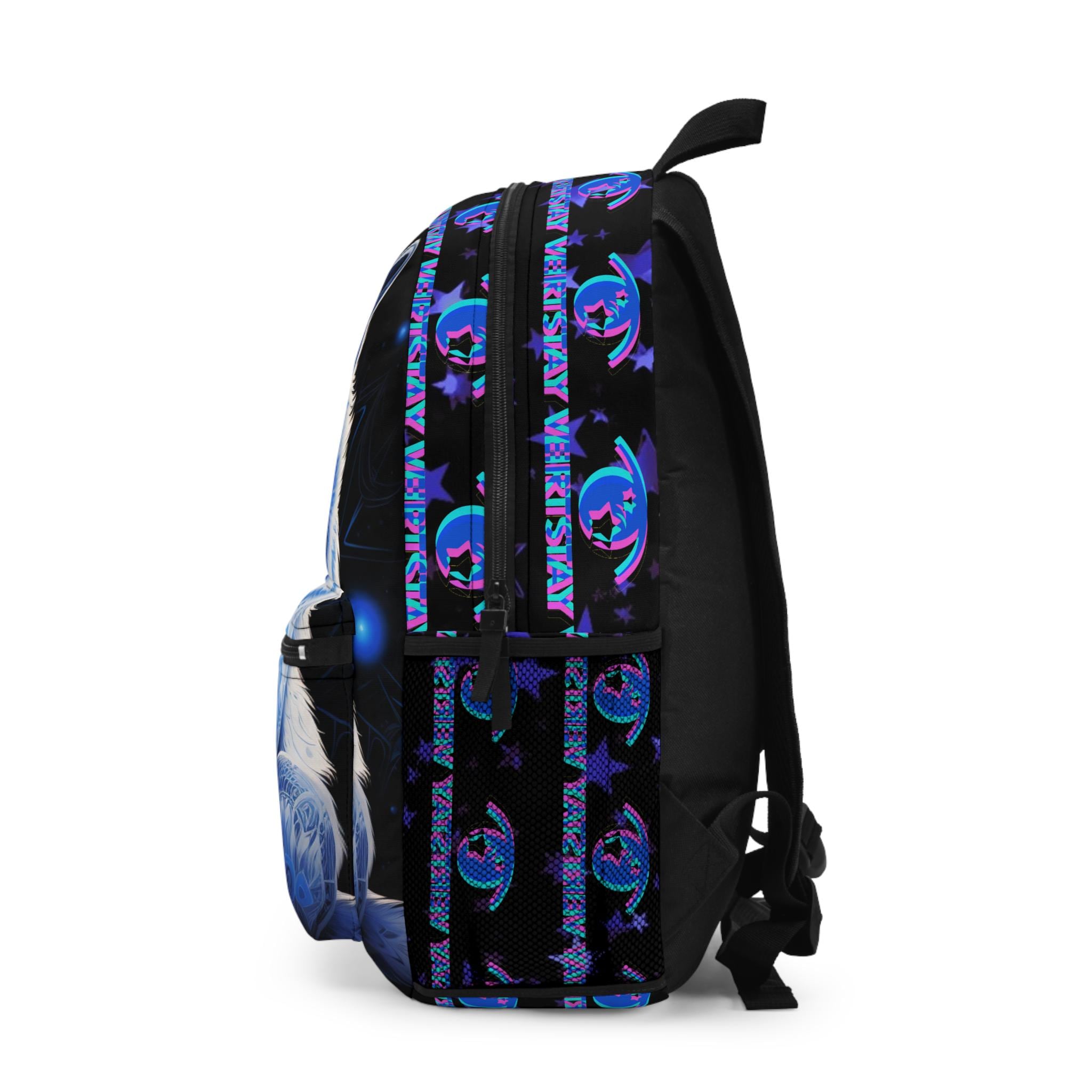 arctic fox backpack for kids Arctic Fox Backpack Stars and Holographic Logo Print Back to School Style  Unique Back Pack Carry All Bags VEIRTSTAY Cosmic White Fox