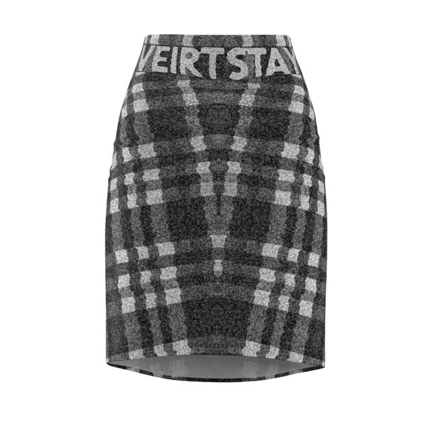 Women's Pencil Skirt Comfortable Figure Flattering Pencil Skirt In Black And White Plaid For Casual Chic Style Veirtstay Static Plaid Logo