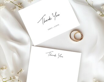Modern Minimalist Thank You Note Cards 4.25x5.5 | Editable Corjl Templates | Color Options