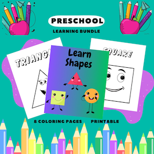 Printable Preschool Coloring Pages, Educational Activity, Homeschool-Teacher Resources, Early Education, Instant Download