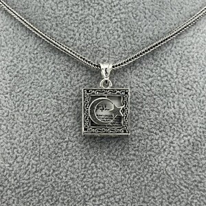 925 sılver sterling  square moon star desıgn necklace