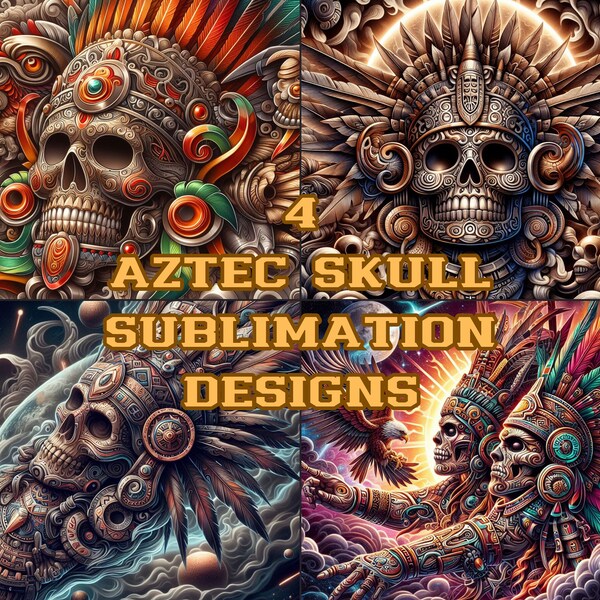 Aztec Skull Sublimation Design, tumbler wrap, 20 oz tumbler, sublimation, 32K, HDR, 300 DPI, PNG, Tribal Art