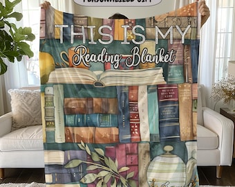 Custom Book This Is My Reading Blanket, Christmas Gift for Her, Book Lover Gift, Book Reading Blanket, Teacher blanket, Gift blanket
