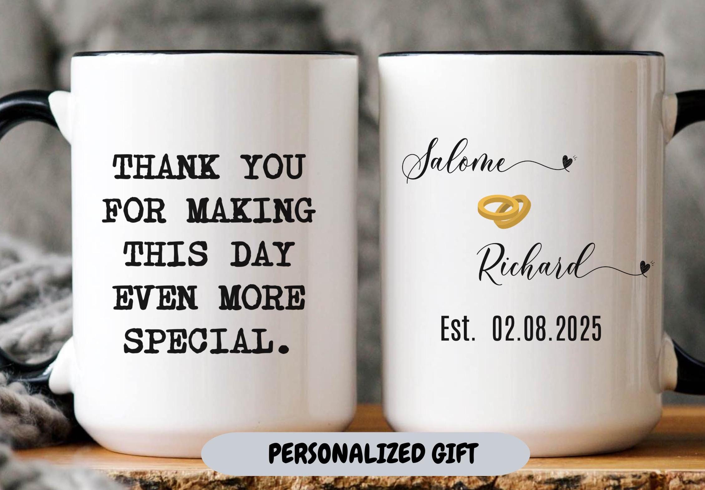 Personalized Wedding Thank You Mug, Custom Name \u0026 Date Gift, Wedding Guest  Favor, Bridal Party Keepsake, Engagement Gift, Couple Mug, image size:2260x1572