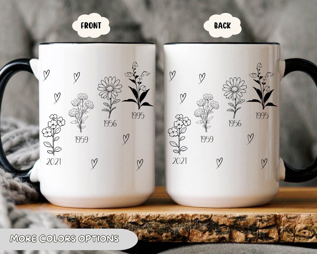 Custom Birth Flower Mug,personalized Birth Month Floral Mug,birth Month ...