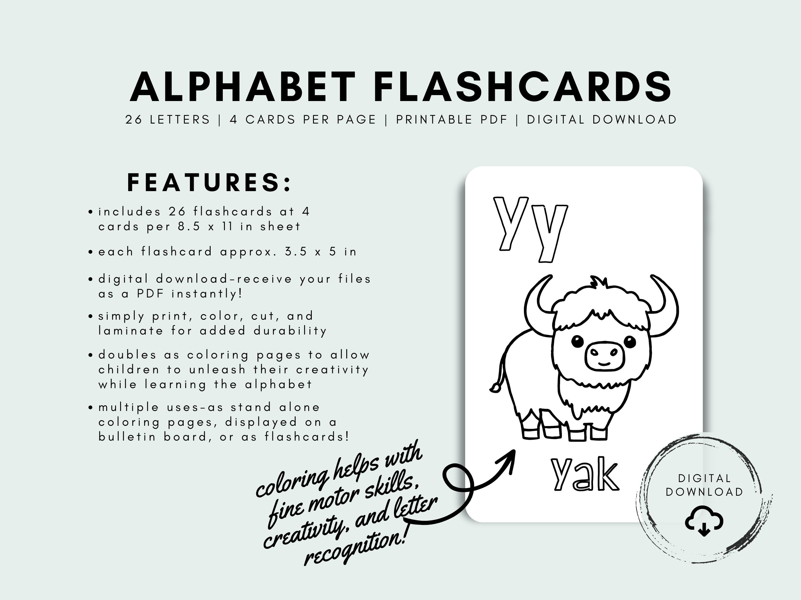 Printable Flashcards Alphabet Flashcards Digital Flashcards Etsy Hong