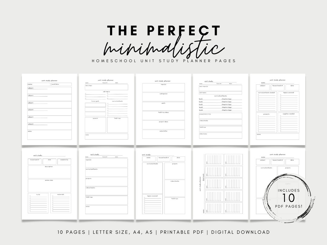 Unit Study Planner Unit Study Template Homeschool Planner Printable