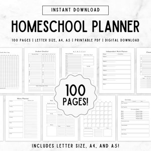 Homeschool Planner | Homeschool Planner Printable | Undated Digital Planner | Homeschool Planner Pages | Homeschool Bundle | Homeschool