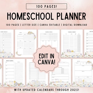 Homeschool Planner | Homeschool Planner Printable | Undated Digital Planner | Homeschool Planner Pages | Homeschool Bundle | Homeschool