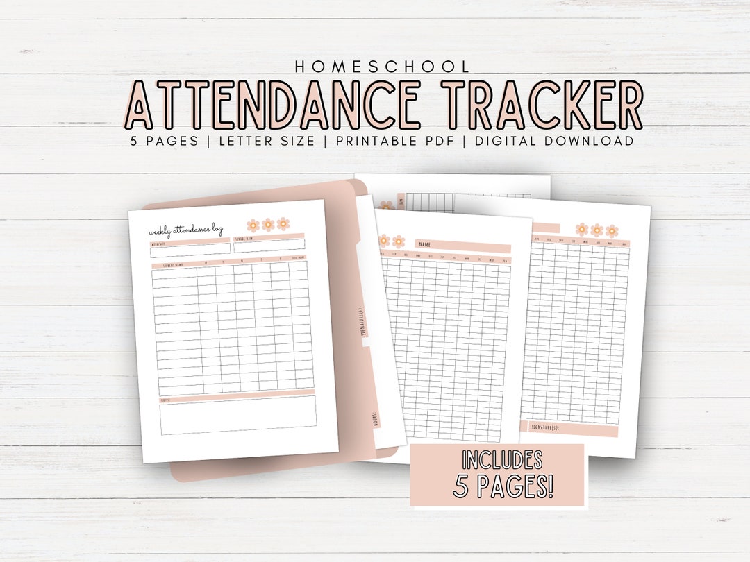 Homeschool Attendance Tracker Homeschool Attendance Sheet - Etsy