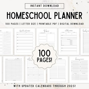 Homeschool Planner | Homeschool Planner Printable | Undated Digital Planner | Homeschool Planner Pages | Homeschool Bundle | Homeschool