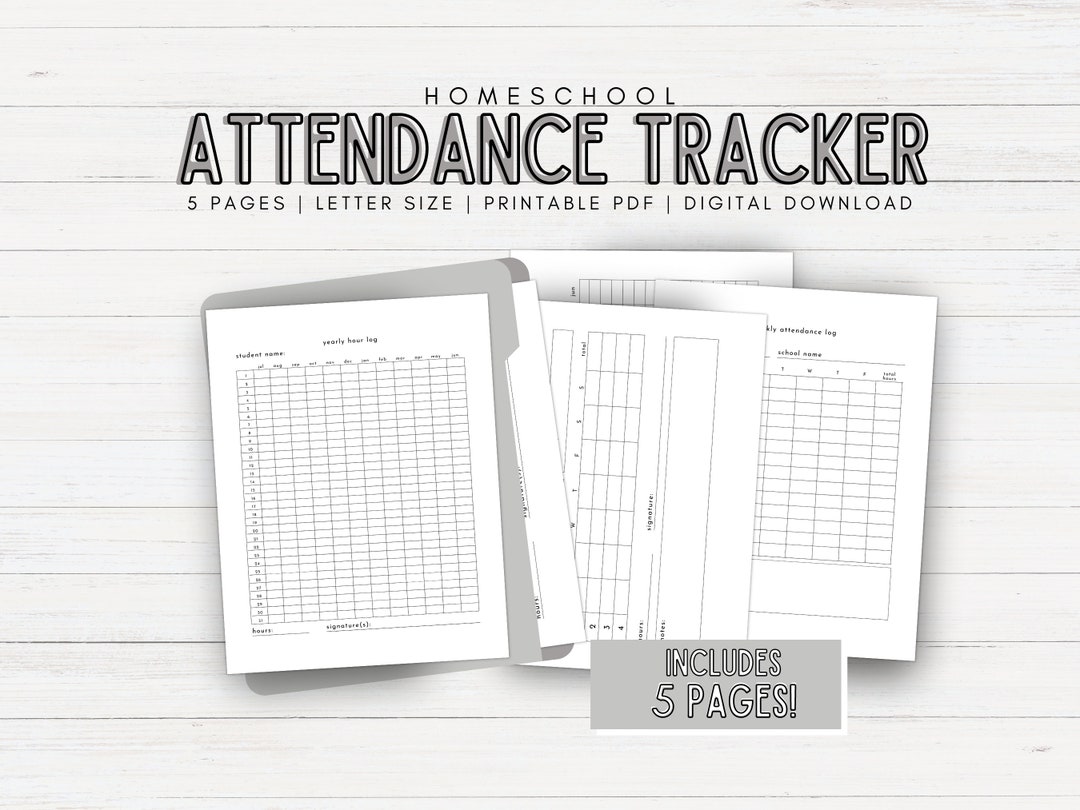 Homeschool Attendance Tracker Homeschool Attendance Sheet Etsy