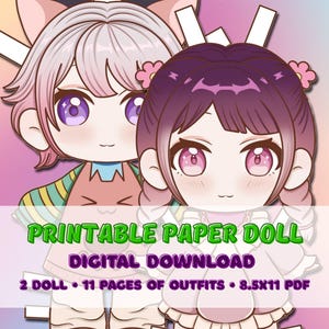 Printable Chibi Paper Dolls: Cut & Play Dress-Up Set (PDF Download) image 1