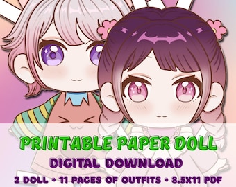 Printable Chibi Paper Dolls: Cut & Play Dress-Up Set (PDF Download)