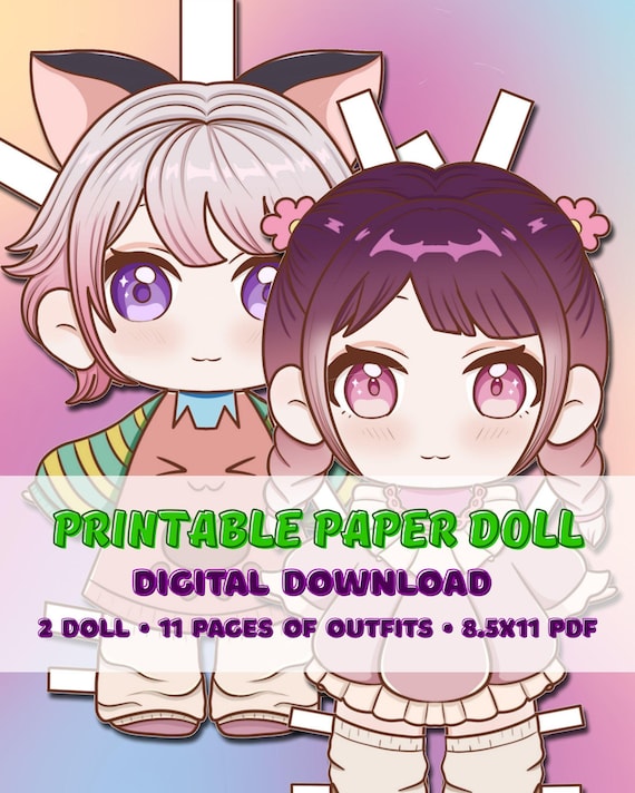 Printable Chibi Paper Dolls: Cut & Play Dress-Up Set (PDF Download)