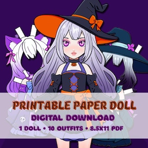Printable Anime Witch Cut Out Paper Doll (Instant Download PDF)