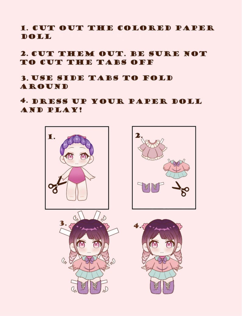 Printable Chibi Paper Dolls: Cut & Play Dress-Up Set (PDF Download) image 4