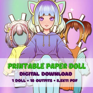 Printable Anime Paper Doll - Dress Up Craft for Kids (PDF Download)