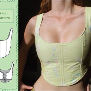 Corset Top PDF Sewing Pattern | Lace Up Top PDF Sewing Pattern | Reversible Top PDF Sewing Pattern