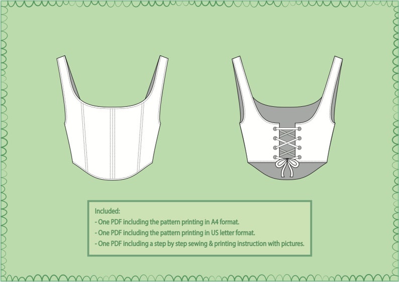 Corset Top PDF Sewing Pattern Lace up Top PDF Sewing Pattern Etsy