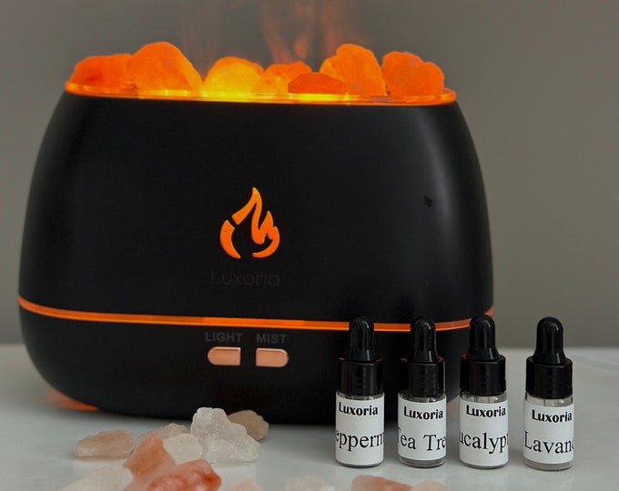 Aroma Diffuser with 100% Essential Oils Set, Humidifier with 7 LED Color Changing Light and Pure Himalayan Salt, Aromatherapy Cool Mist