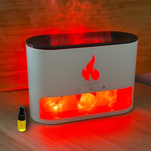Essential Oil Diffuser, with 100% Himalayan Salt, Flame Lamp,  Aroma Air Humidifier with Colorful Light and 3ml Sample Essential Oil