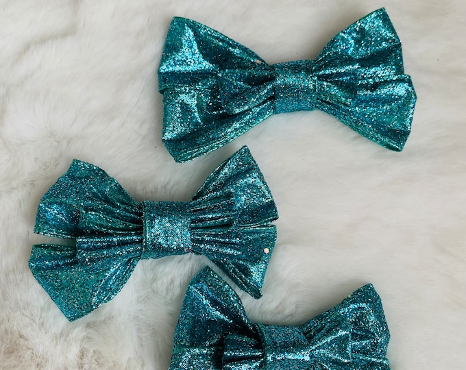 Teal Glitter Bow