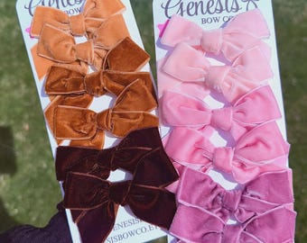 Conjunto de lazos para el cabello con diseño ombré de terciopelo rosa y marrón, ideal para primavera, verano y otoño, para niñas, pequeños, accesorios para el cabello y para bebés.