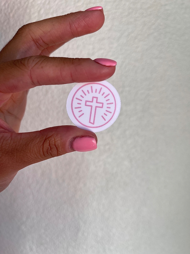 Pink Cross Logo Sticker | Pink Cross Religious Sticker | Water Bottle ...