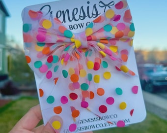 Lazo grande de lunares de colores, lazo primaveral, lazos para niñas, lazos grandes, accesorios para el cabello, diademas para bebé, lazo de lunares