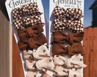 Lazos para el pelo marrón y tostado, lazos para el pelo de otoño, lazos para niñas, lazos pequeños, accesorios para el pelo, diademas para bebé, lazos para bebé, lazos marrones