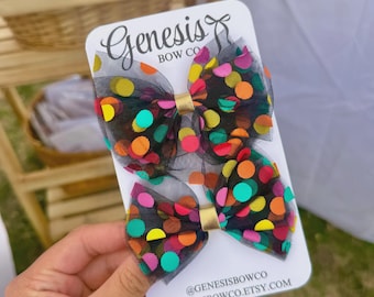 Lazo de lunares negros de colores, lazos para el pelo de primavera, lazos para el pelo para niñas, lazos grandes, accesorios para el pelo, diademas para bebé, lazo de lunares