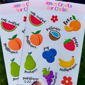 Fruits of the Spirit Sticker Sheet, Bible Study Sticker Sheet, Christian Sticker Sheet, Bible Stickers, Christian and Faith Stickers, Cute
