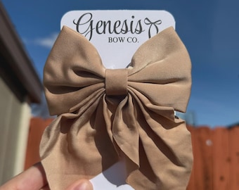 Large Caramel Silky Hair Bow, Fall Hair Bow, Hair Bows for Girls, Large Bows, Hair Accessories, Baby Headbands, Brown Bow