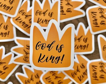 Calcomanía de vinilo mate "Dios es Rey", calcomanía religiosa