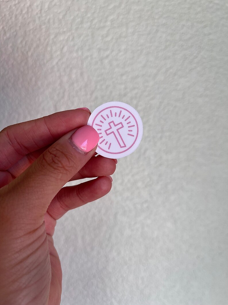 Pink Cross Logo Sticker | Pink Cross Religious Sticker | Water Bottle ...
