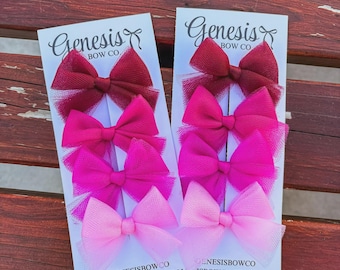 Conjunto de lazos de tul rosa para el pelo, lazos para primavera y verano, lazos para niñas, lazos pequeños, accesorios para el pelo, diademas para bebé, lazos para bebé