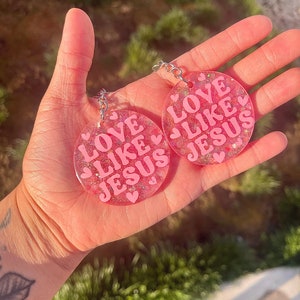 Love Like Jesus Pink Glitter Christian Keychain | Religious Keychain | Love Keychain | Pink Glitter Keychain | Cute Keychain