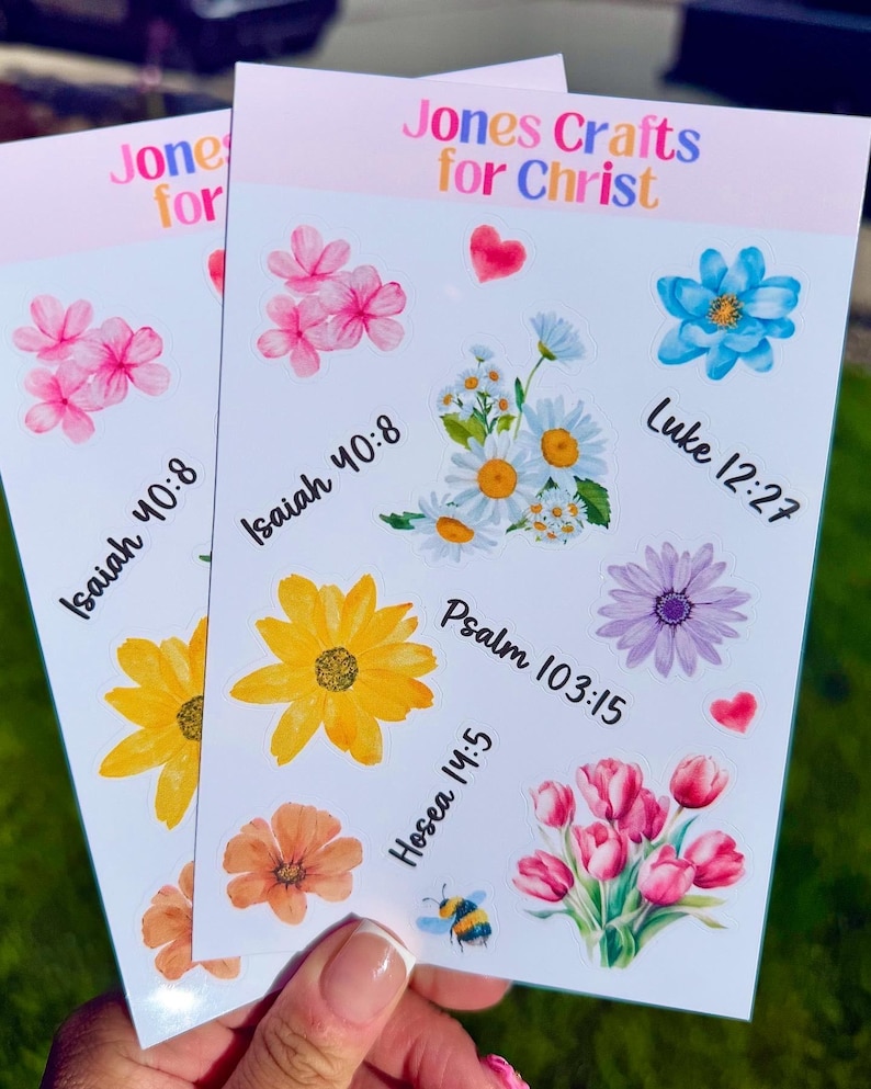 Flowers and Scripture Sticker Sheet, Bible Verse Stickers - Etsy