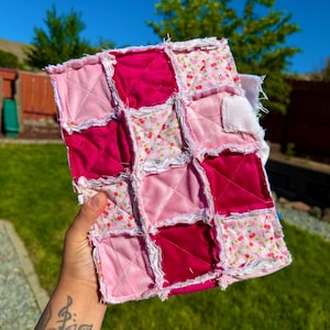 Pink Cherries Customized Quilted Bible or Book Sleeve, Personalized Book Cover with Bow, Hand Sewn Book Sleeve, Bible Cover